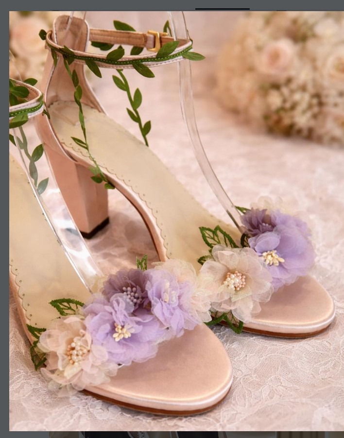 Bespoke bridal garden-wedding sandal with floral lace-up ankle detail, handcrafted in Marikina atelier