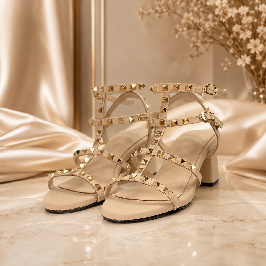 Promé & Theüs nude studded ankle-strap sandal, handcrafted Marikina atelier lifestyle footwear